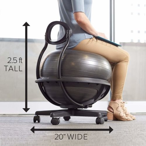 Balance ball chair, a fun and enjoyable choice of office workout equipment.