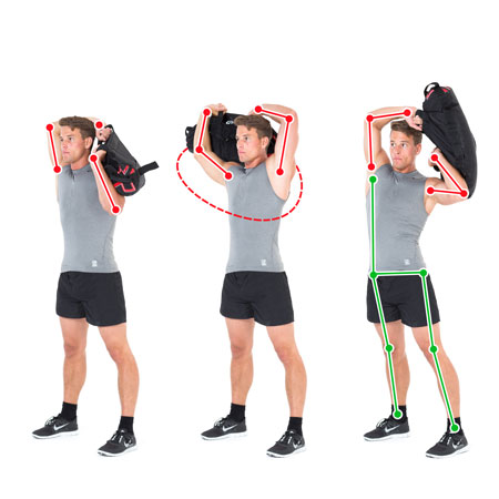 Gym sandbag training: around the head.