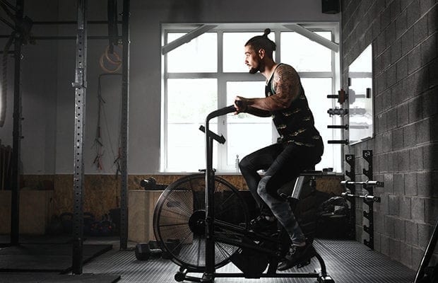 Air bike's are beneficial for weight loss given their high calorie burn.

Image: man on an air bike.
